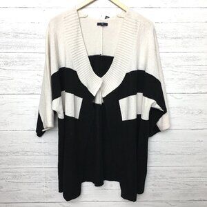NEW Gap Women's Black and Ivory Cardigan Sweater Open Front 3/4 Sleeves XL